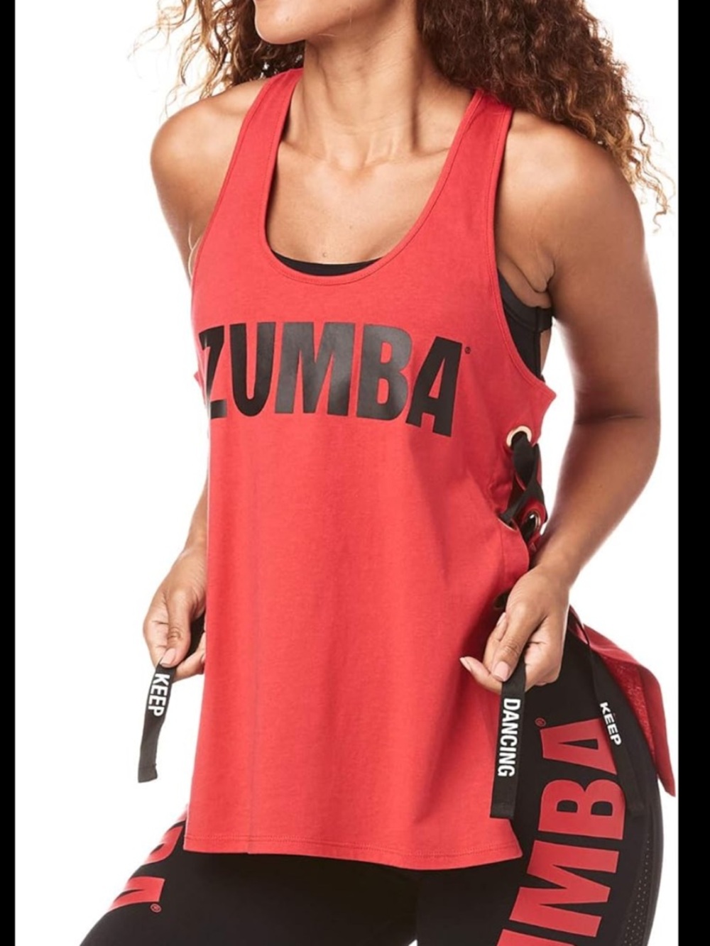 Zumba Keep Dancing Laced Up Tank - Red  
Size M